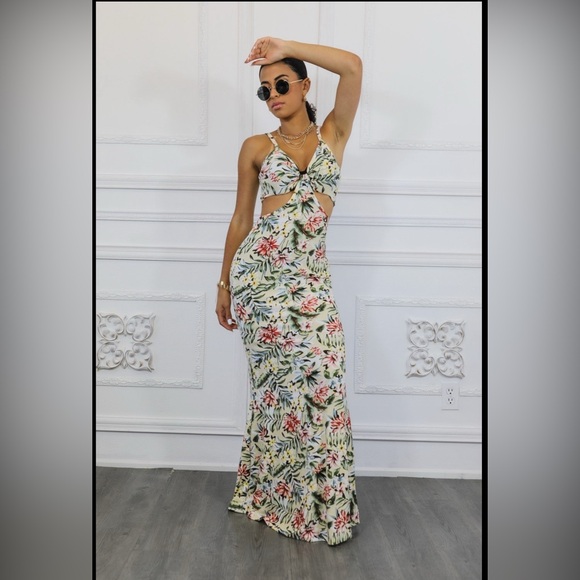 Floral Maxi Dress with Cut-Out Detail - Picture 2 of 5